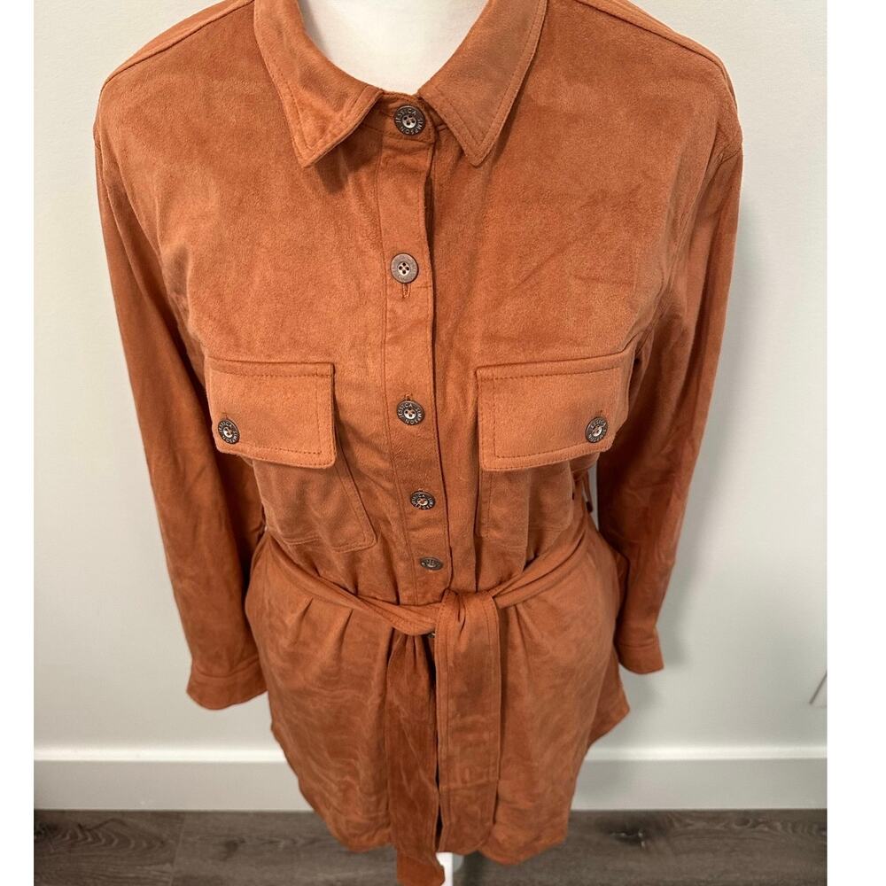 Jessica Simpson Button Front Brown Suede Dress - Picture 9 of 12